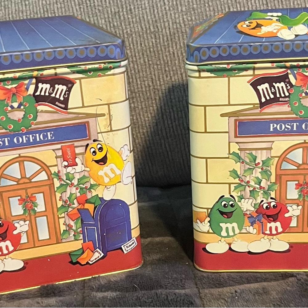 M&M'S Decorative Tin Set - Pair of Vintage 1995 Collectable Tins